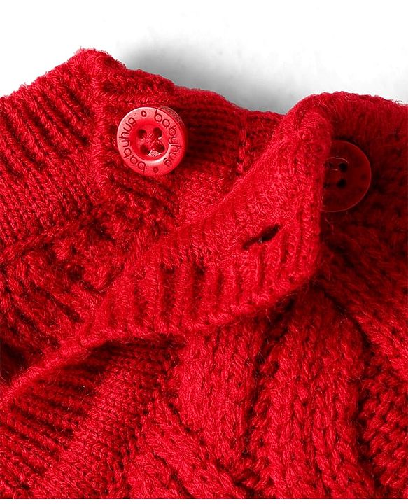 Babyhug Knitted Sleeveless Pullover Sweater Vest with Cable Knit Design - Red