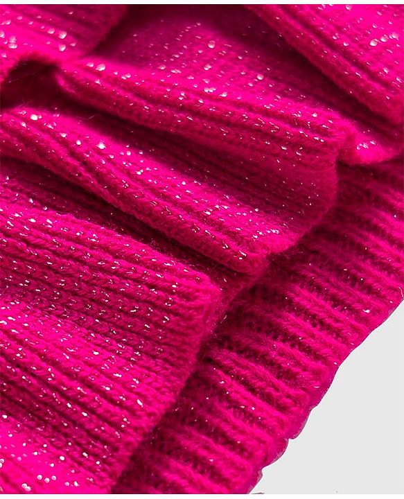 Babyhug Sweater Knit Full Sleeves Pullover Sweaters with Frill Detailing & Cable Knit Design - Fuchsia