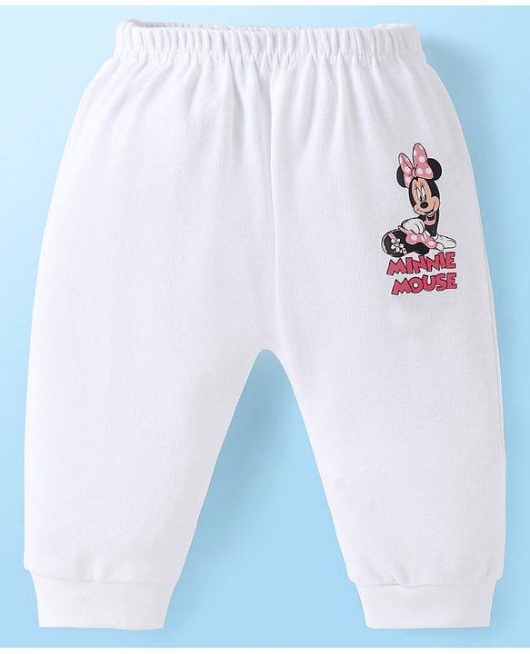 Babyhug Disney Interlock Knit Full Length Diaper Leggings with Minnie Mouse Graphics Pack of 3 - White