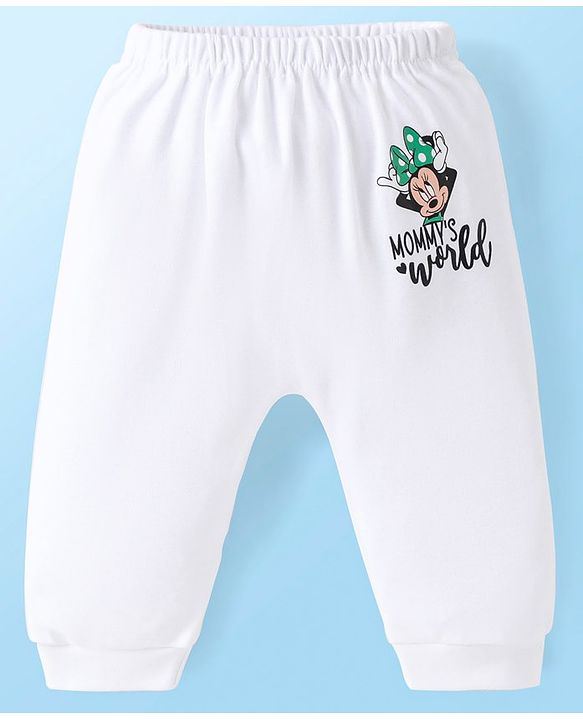 Babyhug Disney Interlock Knit Full Length Diaper Leggings with Minnie Mouse Graphics Pack of 3 - White