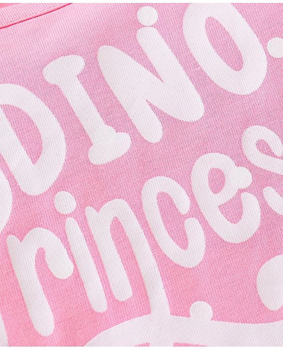 Babyhug Cotton Knit Full Sleeves Top with Frill Detailing Polka Dots & Text Print - Pink