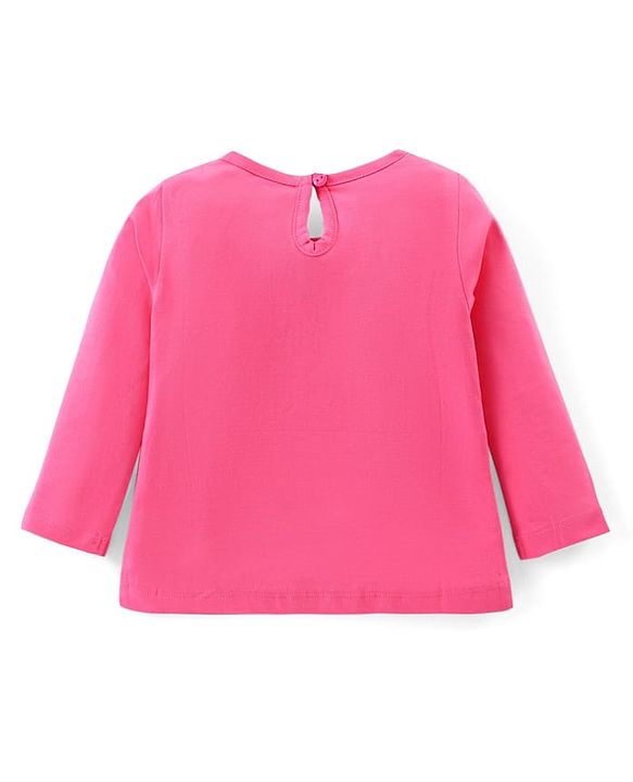 Babyhug Cotton Knit Full Sleeves T-Shirt  With Star Fish Graphics - Pink