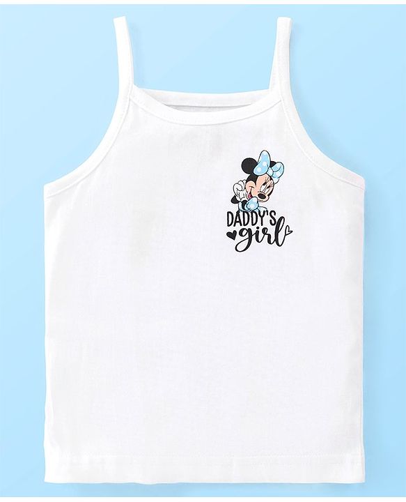 Babyhug Disney Cotton Lycra Singlet Sleeves Slips With Minnie Mouse Graphics Pack of 3 - White