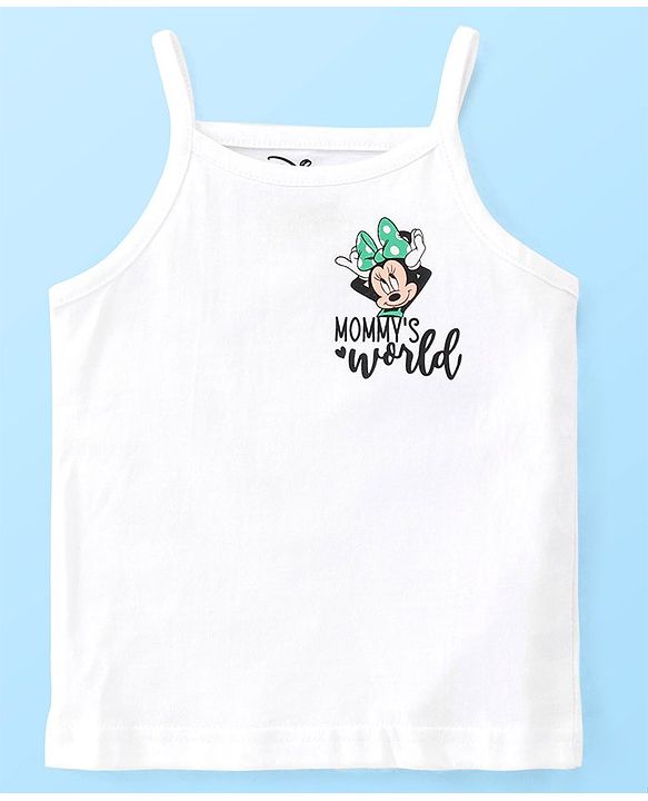 Babyhug Disney Cotton Lycra Singlet Sleeves Slips With Minnie Mouse Graphics Pack of 3 - White