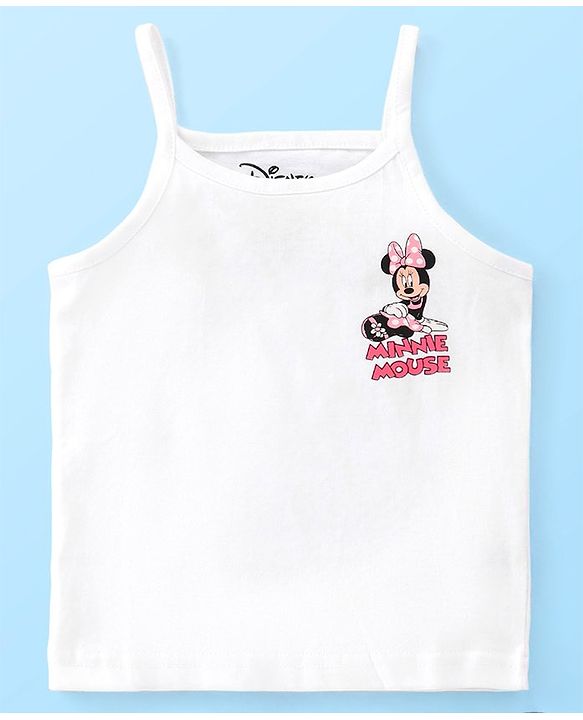 Babyhug Disney Cotton Lycra Singlet Sleeves Slips With Minnie Mouse Graphics Pack of 3 - White