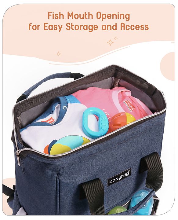 Babyhug Multipurpose Diaper Backpack -Denim Blue