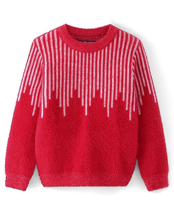 Pine Kids Full Sleeves Solid Pullover Sweater - Red