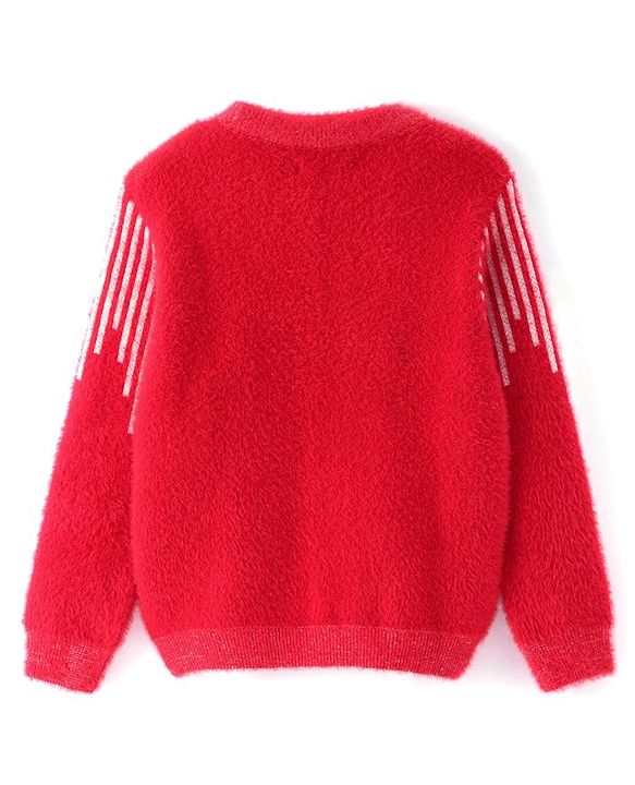 Pine Kids Full Sleeves Solid Pullover Sweater - Red