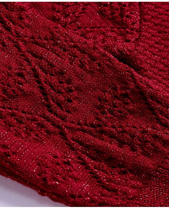 Pine Kids Knit Full Sleeves Solid Color Pullovers Sweater- Red