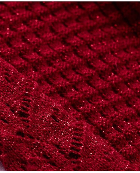 Pine Kids Full Sleeves Cable Knit Solid Pullover Sweater - Red