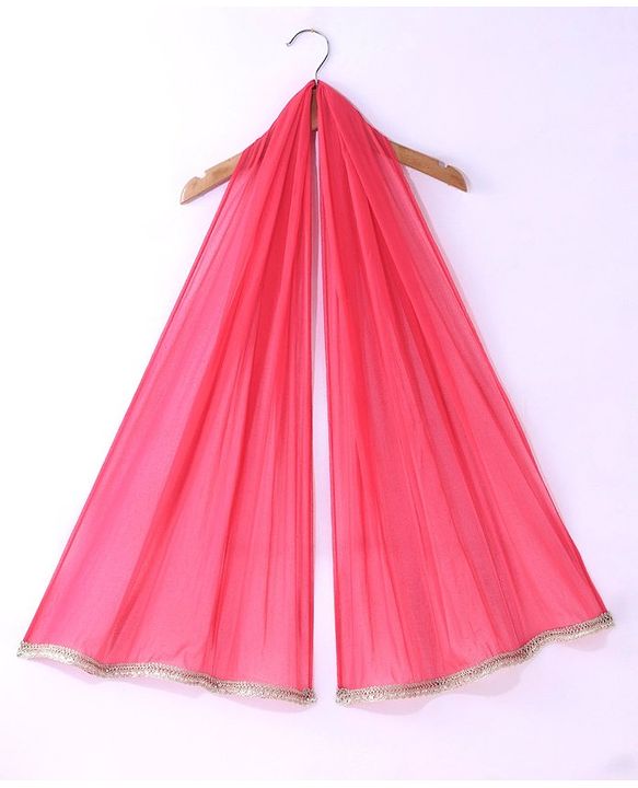 Babyhug Woven Sleeveless Mirror Work Embroidered Choli Lehenga & Duapatta Set- Hot Pink