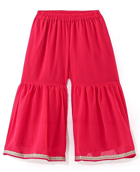 Babyhug Woven Three Fourth Sleeves Sequined Embroidered Kurti & Gharara Set with Dupatta - Fuschia