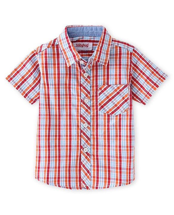 Babyhug Cotton Woven Half Sleeves Regular Collar Checkered Shirt - Multicolor