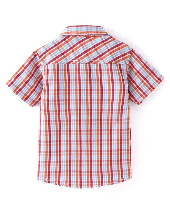 Babyhug Cotton Woven Half Sleeves Regular Collar Checkered Shirt - Multicolor