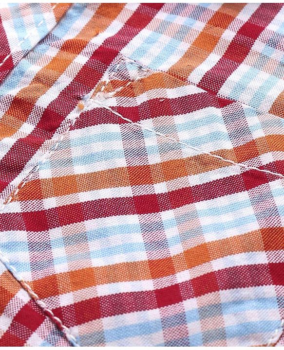 Babyhug Cotton Woven Half Sleeves Regular Collar Checkered Shirt - Multicolor
