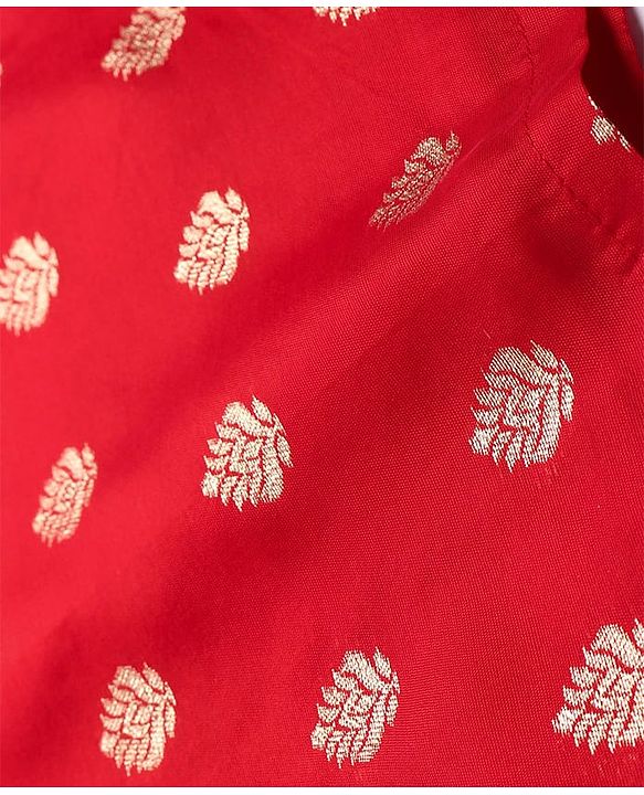 Babyhug Woven Full Sleeves Foil Printed Kurta Pyjama Set - Red