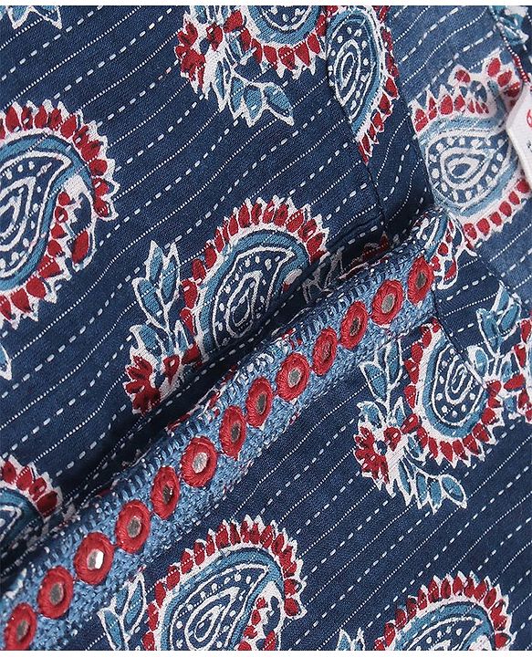 Babyhug Cambric Woven Full Sleeves Printed Kurta Pyjama Set - Blue
