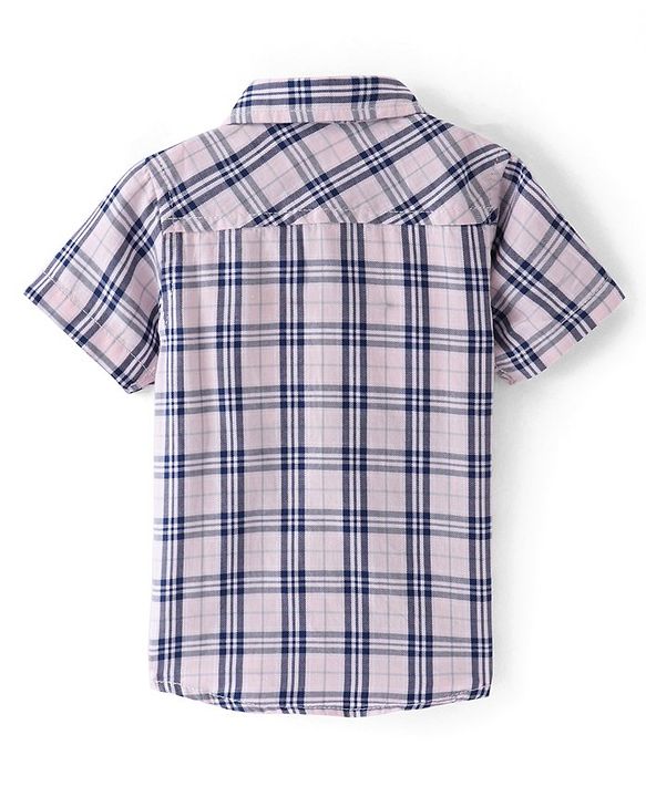 Babyhug Cotton Woven Half Sleeves Regular Collar Checkered Shirt - Pink