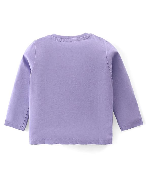 Babyhug Cotton Knit Full Sleeves Night Suit With Bear Print -Lavender
