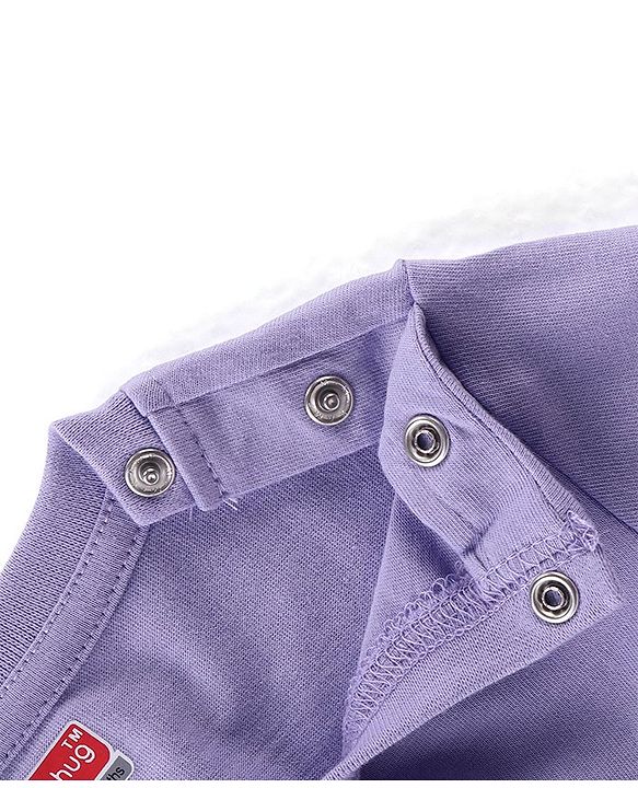 Babyhug Cotton Knit Full Sleeves Night Suit With Bear Print -Lavender