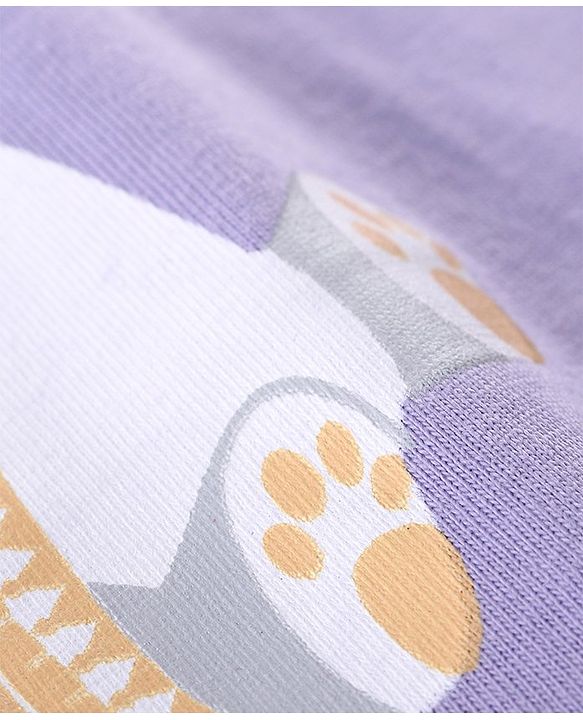 Babyhug Cotton Knit Full Sleeves Night Suit With Bear Print -Lavender