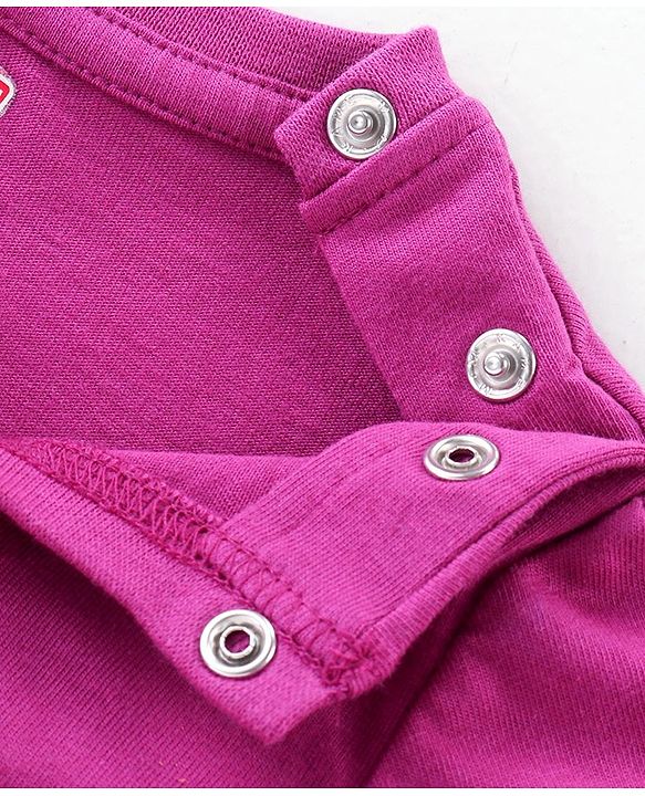 Babyhug Cotton Knit Full Sleeves Night Suit with Snow Bear & Flakes Print - Purple