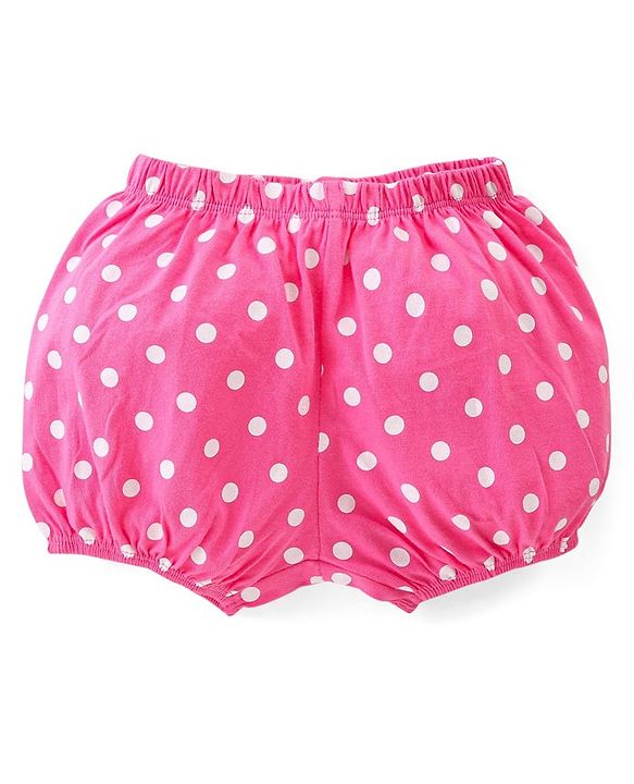 Babyhug 100% Cotton Knit Bloomers Polka Dots & Floral Print Pack of 3 - Pink Yellow & Blue