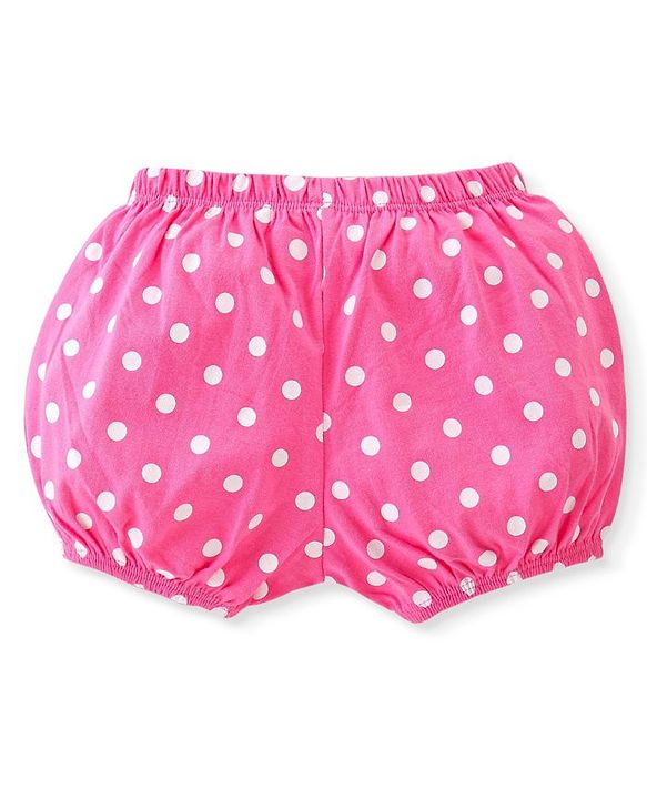 Babyhug 100% Cotton Knit Bloomers Polka Dots & Floral Print Pack of 3 - Pink Yellow & Blue