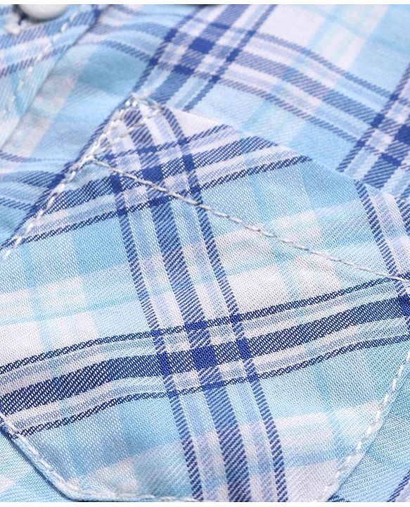 Babyhug Cotton Woven Half Sleeves Regular Collar Checkered Shirt - Blue