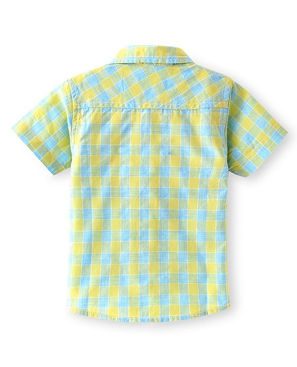 Babyhug Cotton Woven Half Sleeves Regular Collar Checkered Shirt - Yellow