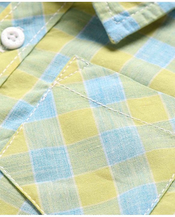 Babyhug Cotton Woven Half Sleeves Regular Collar Checkered Shirt - Yellow
