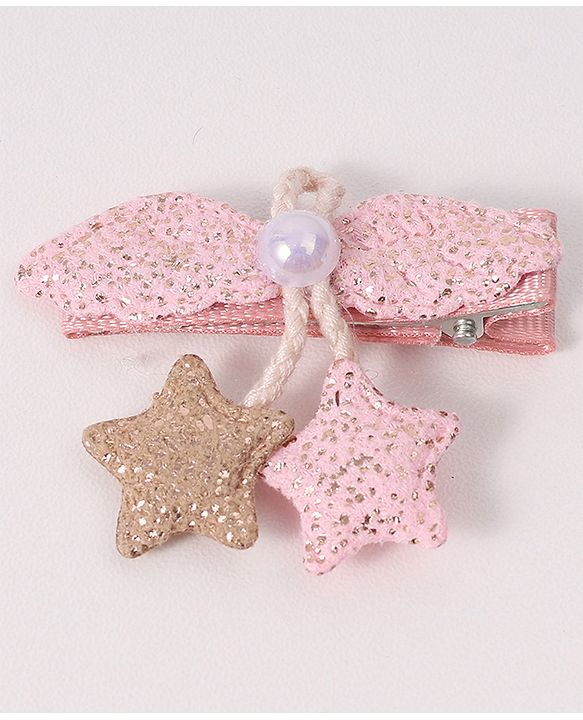 Babyhug Free Size Hair Accessories Combo Set With Bow & Floral Applique - Pink