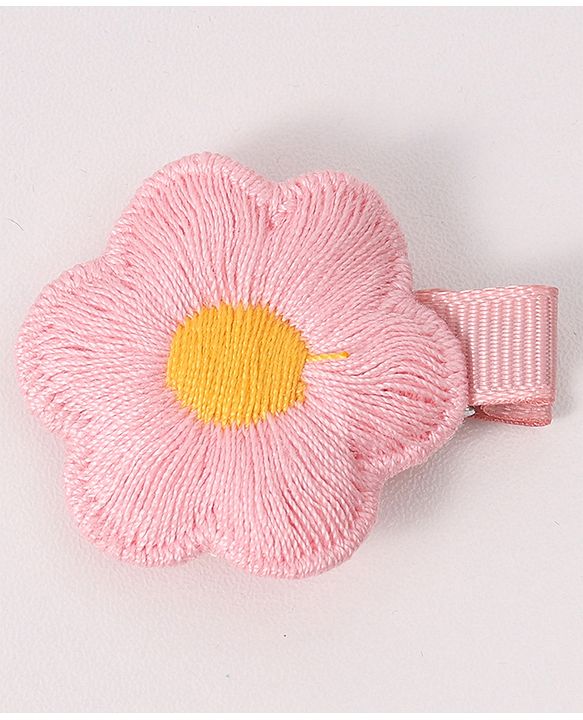 Babyhug Free Size Hair Accessories Combo Set With Bow & Floral Applique - Pink