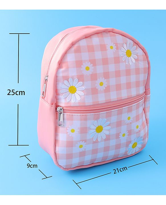 Babyhug Checkered Fashion Backpack - Light Peach