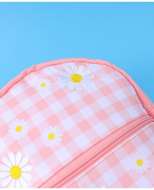 Babyhug Checkered Fashion Backpack - Light Peach