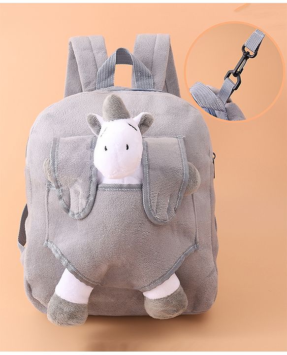 Babyhug Fashion Backpacks Unicorn Applique - Grey