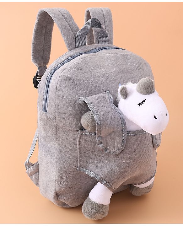 Babyhug Fashion Backpacks Unicorn Applique - Grey