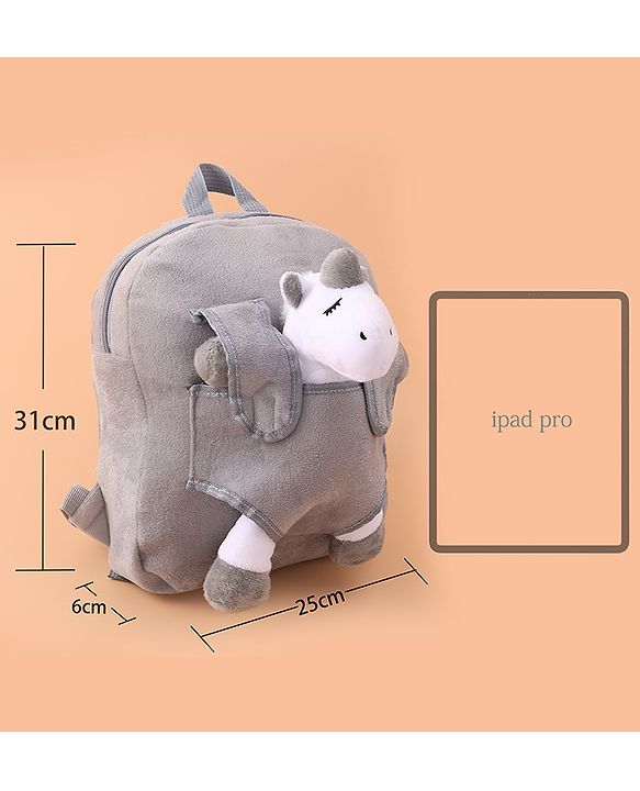 Babyhug Fashion Backpacks Unicorn Applique - Grey