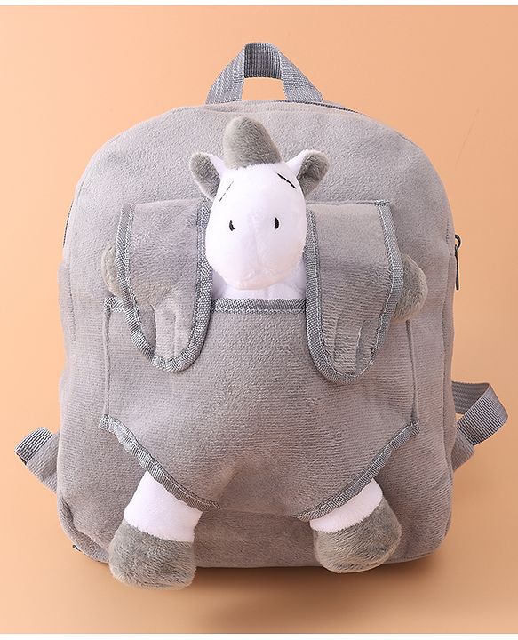 Babyhug Fashion Backpacks Unicorn Applique - Grey