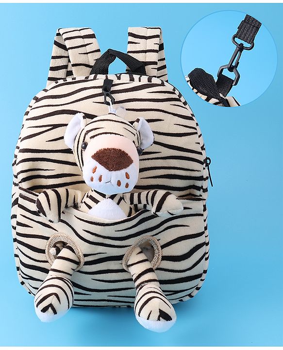 Babyhug Tiger Applique Fashion Backpack - Grey
