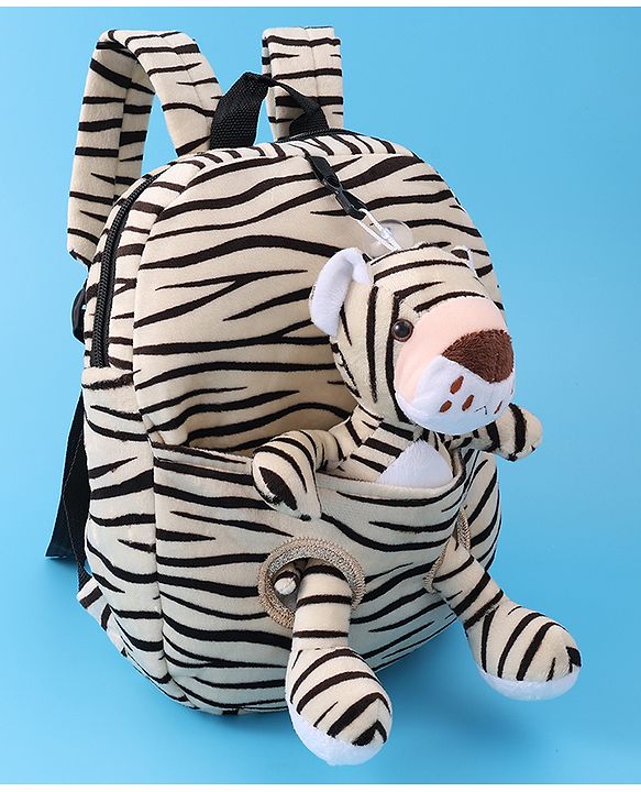 Babyhug Tiger Applique Fashion Backpack - Grey