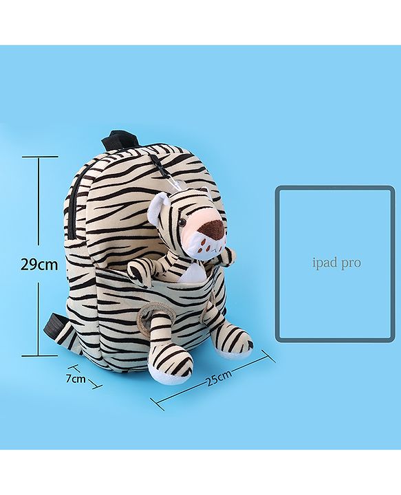 Babyhug Tiger Applique Fashion Backpack - Grey
