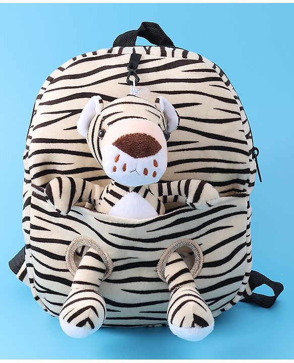 Babyhug Tiger Applique Fashion Backpack - Grey