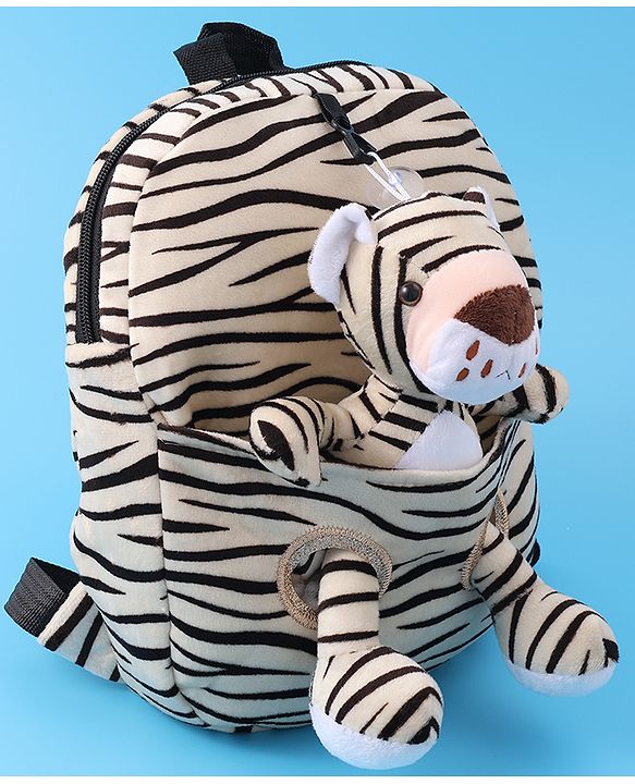 Babyhug Tiger Applique Fashion Backpack - Grey