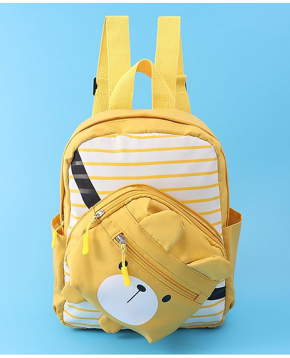 Babyhug Teddy Bear Applique Fashion Backpack - Yellow