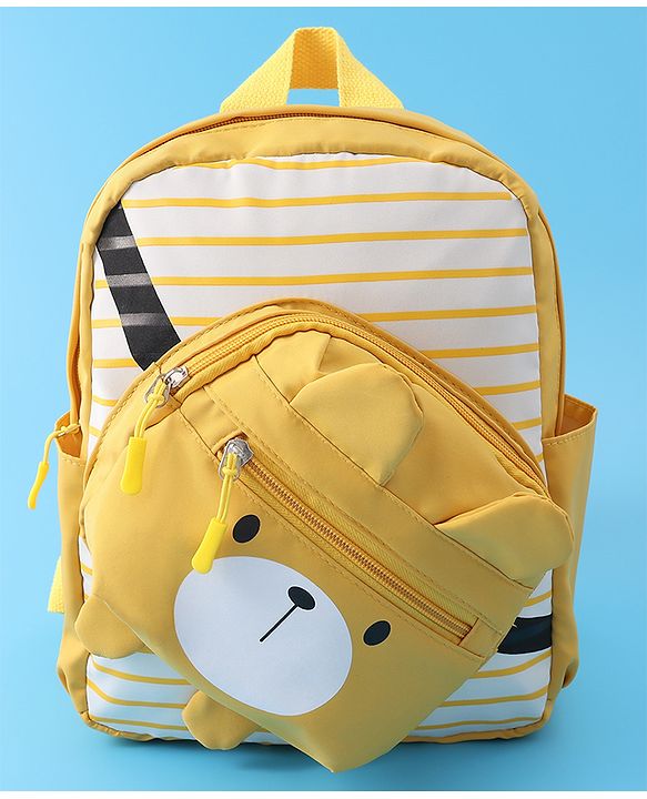 Babyhug Teddy Bear Applique Fashion Backpack - Yellow