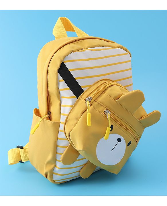 Babyhug Teddy Bear Applique Fashion Backpack - Yellow