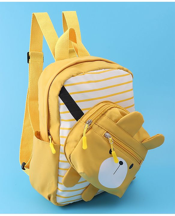 Babyhug Teddy Bear Applique Fashion Backpack - Yellow