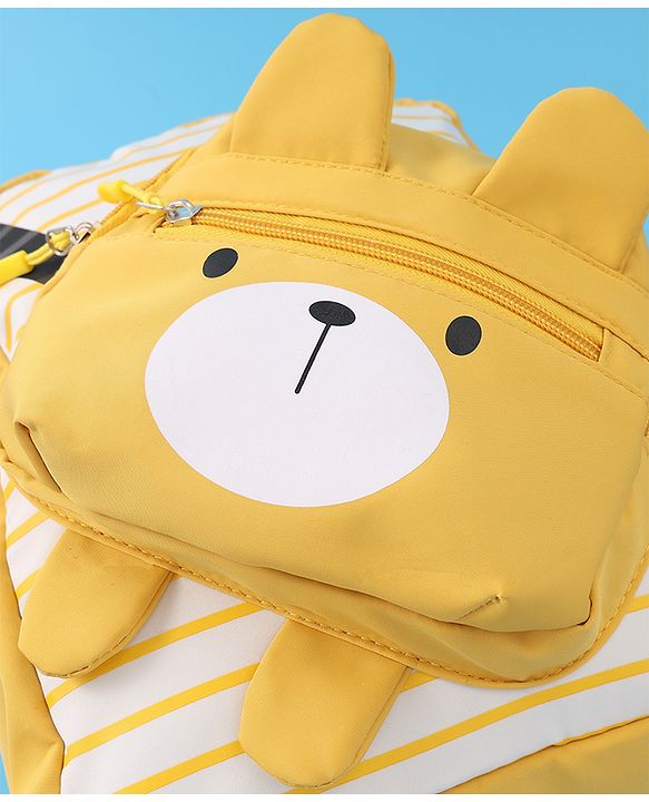 Babyhug Teddy Bear Applique Fashion Backpack - Yellow