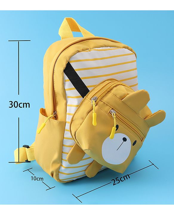 Babyhug Teddy Bear Applique Fashion Backpack - Yellow